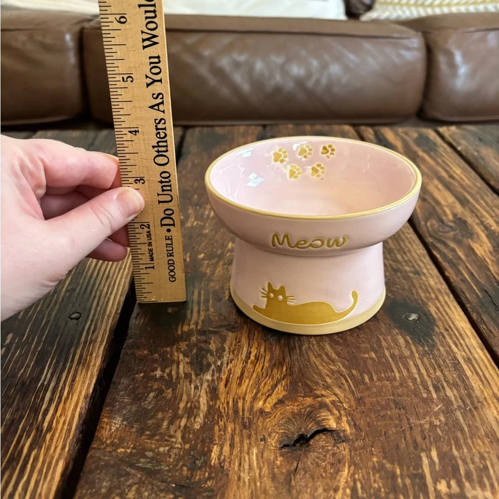 T.J.Maxx Pink and Gold Cat Bowl